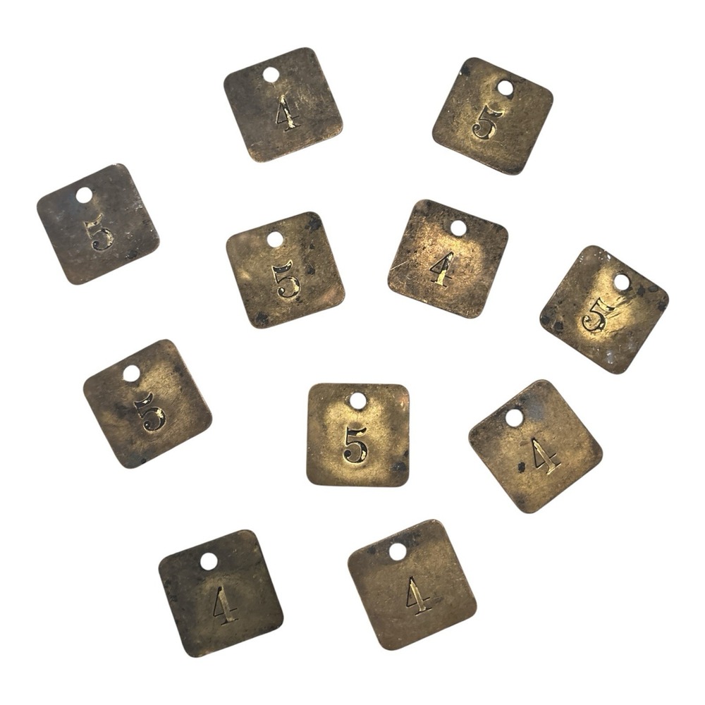 Vintage Numbered Brass Tags 4s/5s 11